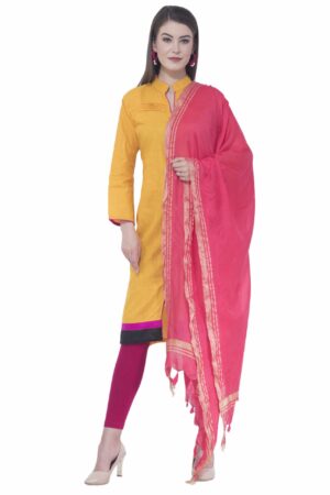 A R SILK Gajari Color Golden Border Dupattas & Chunnis