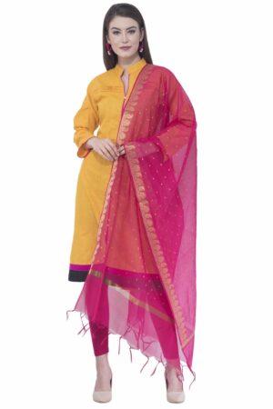 A R SILK Magenta Color Vns Border Buti Dupattas & Chunnis