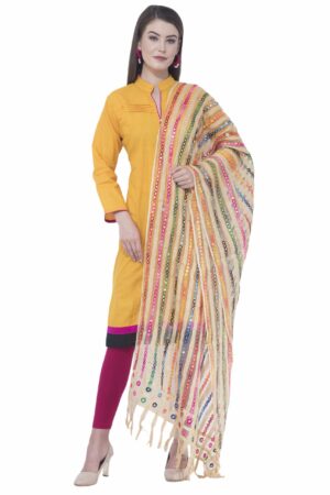 A R SILK Golden Multi Stripe Dupattas & Chunnis