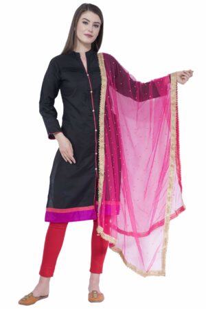 A R SILK Magenta Color Net Moti Dupattas & Chunnis