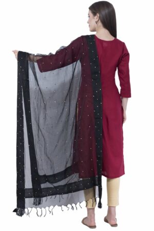 A R SILK Navy Black Color Chandna Dupattas & Chunnis