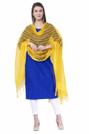 A R SILK Yellow Color Regular Cota cotton Dupattas & Chunnis