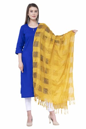 A R SILK Yellow Color Window square Cotton Dupattas & Chunnis