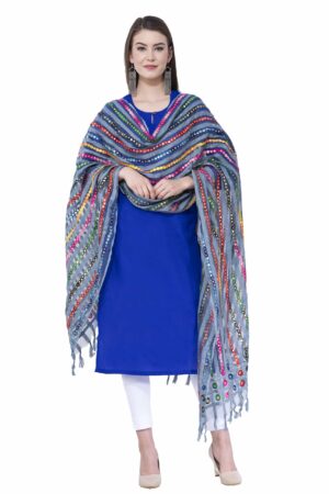 A R SILK Light firozi Color Multi stripe Orgenza cotton Dupattas & Chunnis