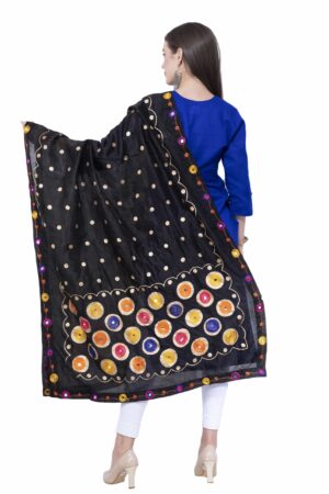 A R SILK Black Color Multi rasgulla Silk Dupattas & Chunnis