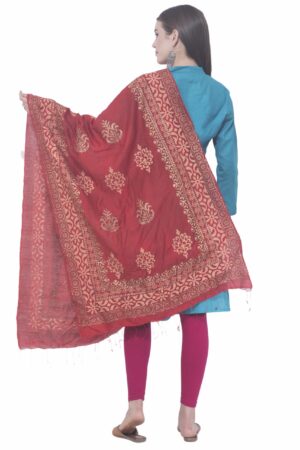 A R SILK Maroon Color Chanderi gold print Chanderi cotton Dupattas & Chunnis