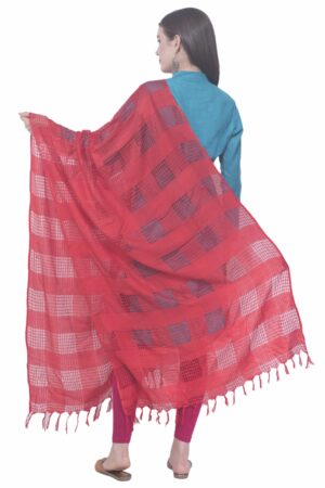 A R SILK Red Color Window square Cotton Dupattas & Chunnis