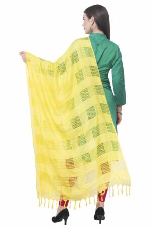 A R SILK Lemon Color Window square Cotton Dupattas & Chunnis