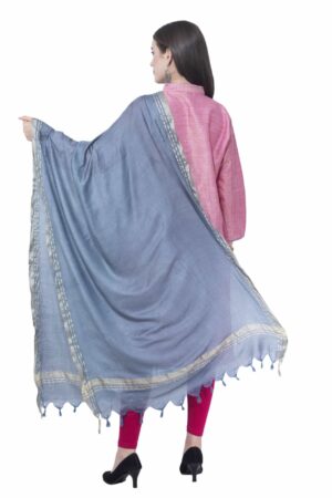 A R SILK Gray Color Golden border Cotton Dupattas & Chunnis