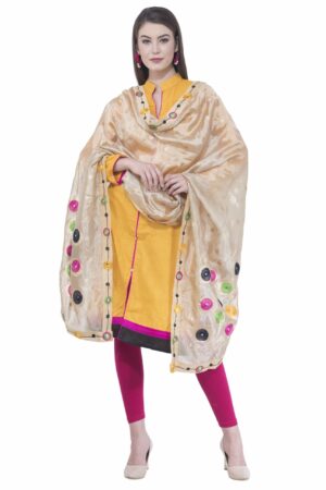 A R SILK Golden Color Fancy Silk Dupattas & Chunnis