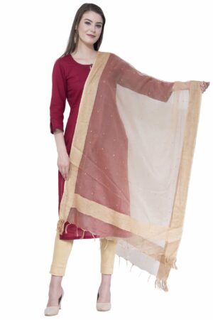 A R Silk Women’s Stone Work Orgenza Cotton Golden Dupattas & Chunnis