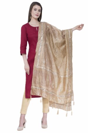 A R Silk Women’s Embroidery With Gold Print Silk Golden Dupattas & Chunnis