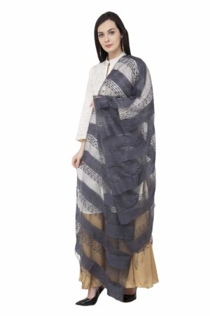 A R SILK Payal Plan Regular Dupatta Grey Color Dupatta/Chunni