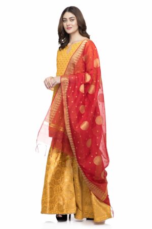 A R Silk Women’s Vanarsi Silk Zari Embroidery Red Fancy Dupatta