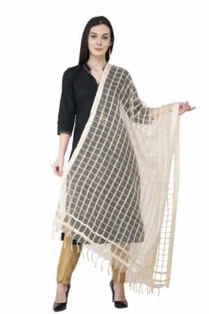 A R SILK Cotton squre Regular White Color Dupatta/Chunni