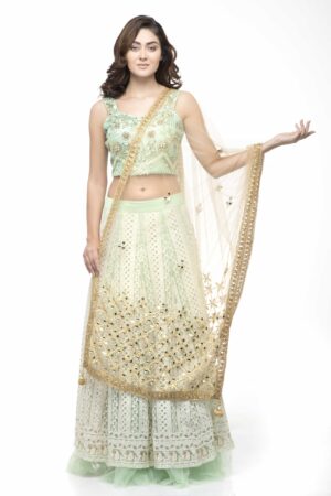 A R Silk Women’s Net Original Shisha Emb. Golden Fancy Dupatta