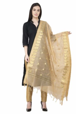 A R SILK VNS Ambi Booti Vanarsi Golden Color Dupatta/Chunni