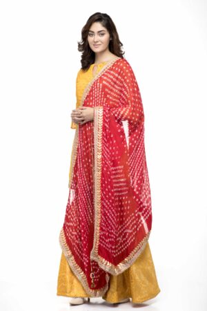 A R Silk Women’s Silk Gota Work Red Fancy Dupatta