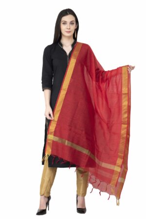 A R SILK Chanderi Crush Crush Design Red Color Dupatta/Chunni