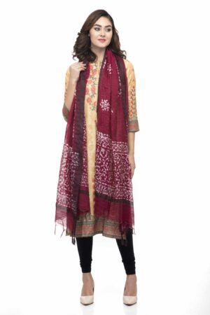 A R Silk Women’s Cotton Batik Print Maroon Regular Dupatta