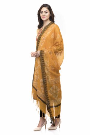 A R Silk Women’s Cotton Batik Print Musturd Regular Dupatta