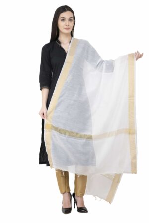 A R SILK Chanderi Crush Crush Design White Color Dupatta/Chunni