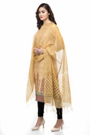 A R Silk Women’s Joot Cotton Buta Cutt Golden Regular Dupatta