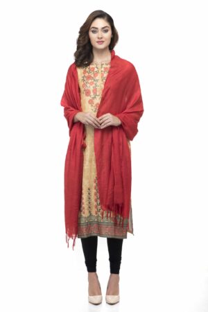 A R Silk Women’s Cotton Self Design Red Regular Dupatta