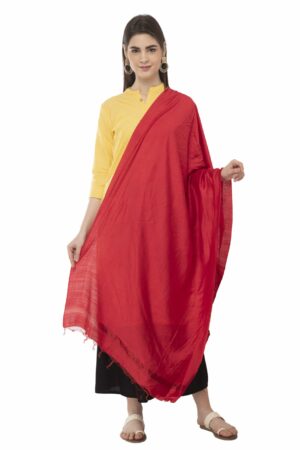 A R Silk Women’s Rayon Resham Border Red Regular Dupatta