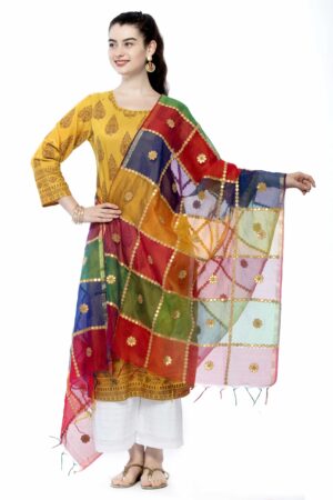 A R Silk Women’s Gota Work Chanderi Multicolor Dupatta #Casual Wear