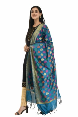 A R Silk Women’s Zari Embroidery Work Chanderi Peacock Rama Dupatta #Fancy Dupatta