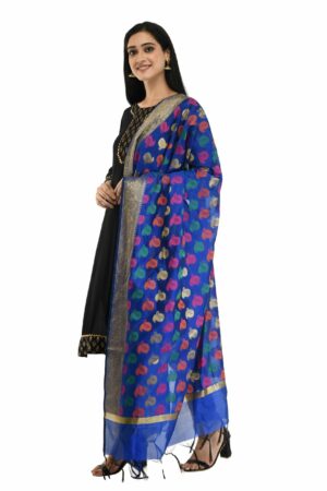 A R Silk Women’s Zari Embroidery Work Chanderi Royal Blue Dupatta #Fancy Dupatta