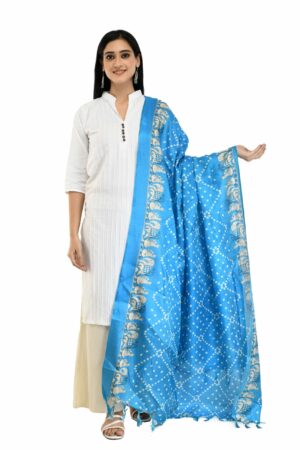 A R Silk Women’s Printed Poly Firozi Dupatta #Fancy Dupatta