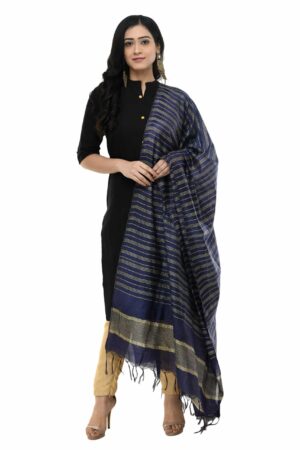 A R Silk Women’s Cotton Navy Blue Dupatta # Regular Dupatta