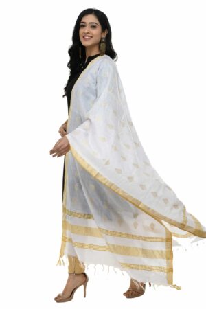 A R Silk Women’s Cotton White Dupatta # Regular Dupatta