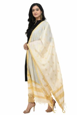 A R Silk Women’s Cotton Off White Dupatta # Regular Dupatta