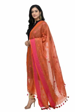 A R Silk Women’s Linen Rust Dupatta # Fancy Dupatta