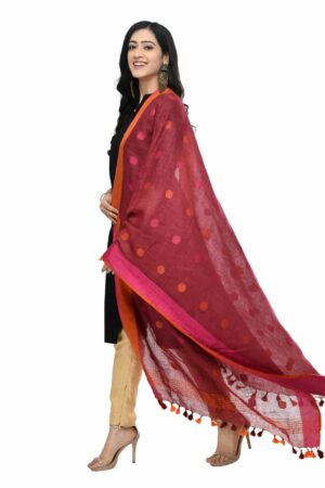 A R Silk Women’s Linen Maroon Dupatta # Fancy Dupatta