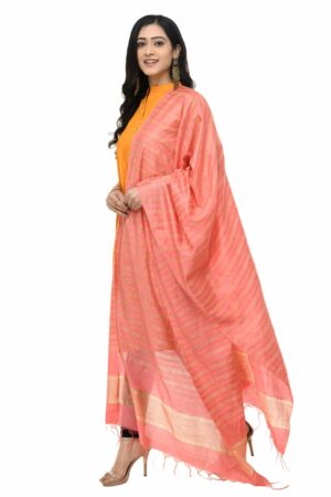 A R Silk Women’s Cotton Dark Peach Dupatta # Regular Dupatta