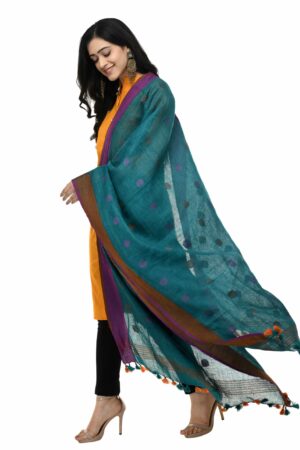 A R Silk Women’s Linen Peacock Rama Dupatta # Fancy Dupatta