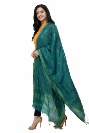 A R Silk Women’s Cotton Rama Green Dupatta # Regular Dupatta