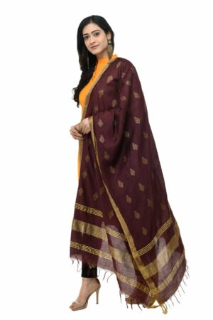 A R Silk Women’s Cotton Wine Dupatta # Regular Dupatta