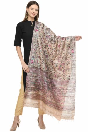 A R Silk Women’s Ghicha Silk Golden Handprint Dupatta # Fancy Dupatta