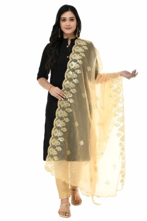 A R Silk Women’s Tissue Golden Sequence Work Dupatta # Fancy Dupatta