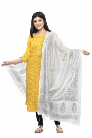 A R SILK Women’s Modal Cotton White Printed Dupatta # Party Wear