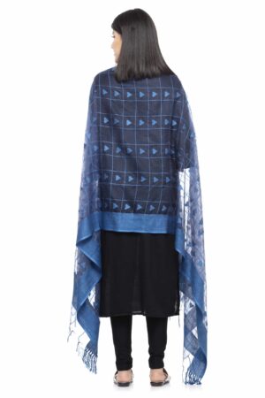 A R SILK Women’s Orgenza Royal Blue self Dupatta # Party Wear