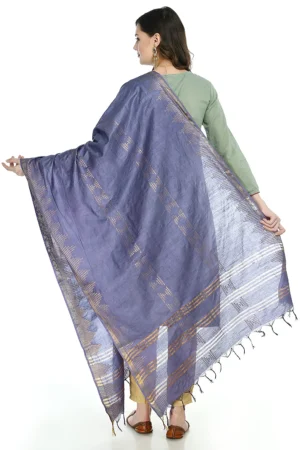 A R SILK Women’s Cotton Light Purple Zari Work Dupatta # Regular Dupatta