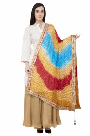 A R SILK Women’s Cotton Multi Color Zari Work Dupatta # Regular Dupatta