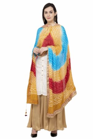 A R SILK Bandhej Multi Gota Fancy Dupatta Color Multi color Dupatta/Chunni