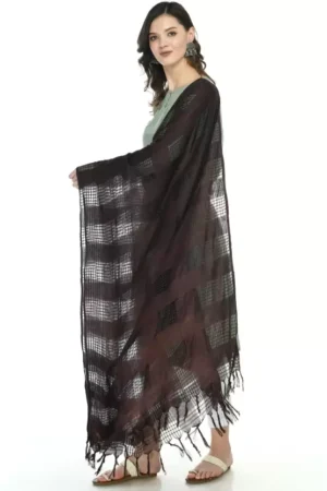 A R SILK Women’s Cotton Coffee Self Design Dupatta # Regular Dupatta